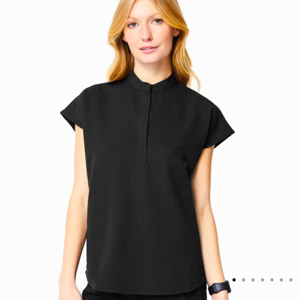 Figs Rafaela Mandarin Scrub Top - Black XXS